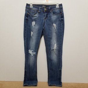 Dollhouse jeans 3 Charley skinny distressed whiskered torn grunge ripped denim